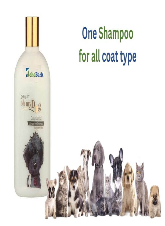 BohoBark شامبو BohoBark العضوي الطبيعي للحيوانات الأليفة، خالٍ من البارابين، يمنح فراءً لامعًا وناعمًا للجراء والكلاب (لطيف على القطط والجراء، 1000 مل) مع فرشاة شامبو للكلاب 80 مل - Image 3